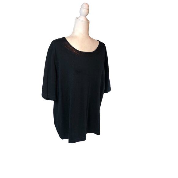 Quacker Factory Sweater Womens 3X  Black Sequined Crew Neck Elegant Sparkle - Picture 7 of 11